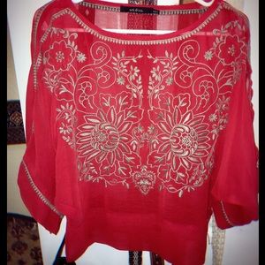 Boho Red Sheer Blouse (SM)